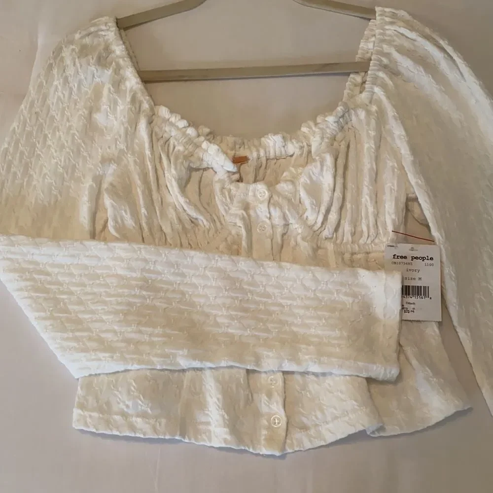 NWT Free People Ladybug Long Sleeve Top in White Size M